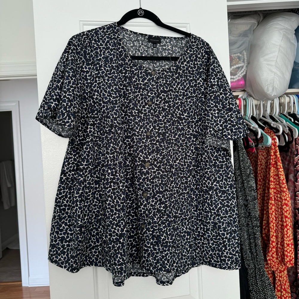 Navy patterned blouse